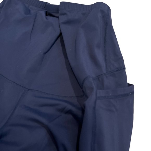 BRAND? Maternity Leggings Size XL Navy Blue 2 Side Cell Phone Pockets - Picture 6 of 11